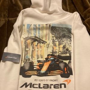 Hollister x McLaren 60 Year Anniversary F1 Special Edition White Hoodie Size L